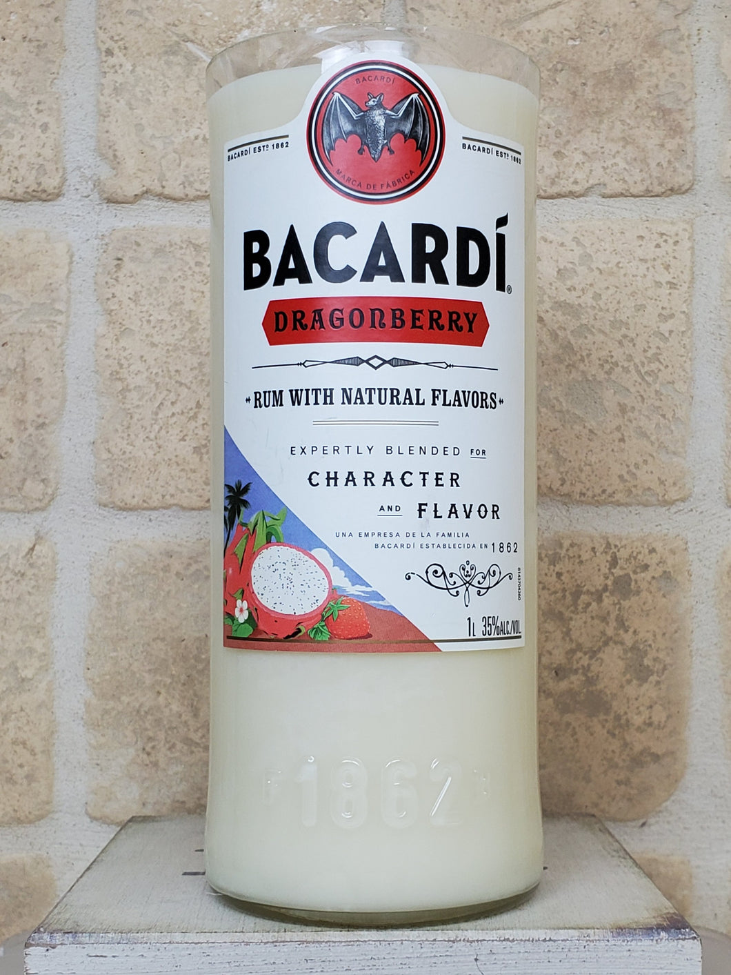 Bacardi Rum Liquor Bottle Soy Wax Candle with Custom Scent